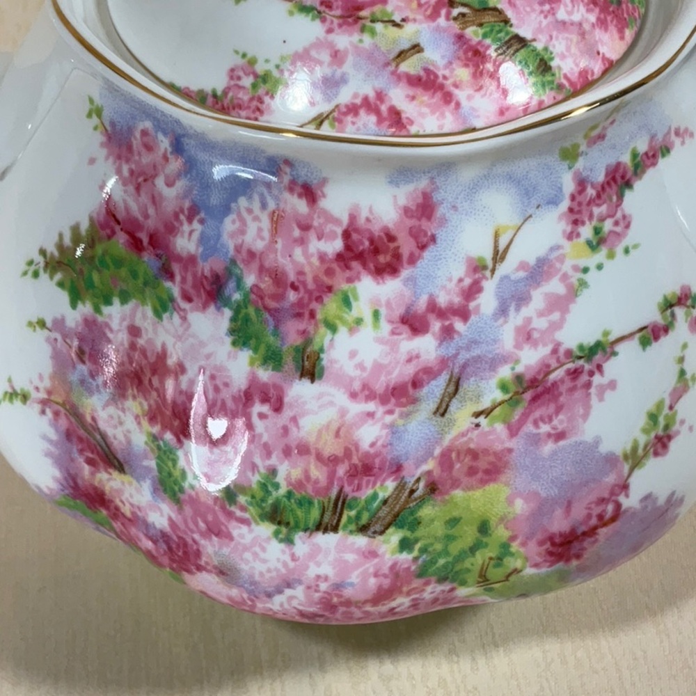 Royal Albert Blossom Time Teapot with Green and Pink Accents - Picture 6 of 16
